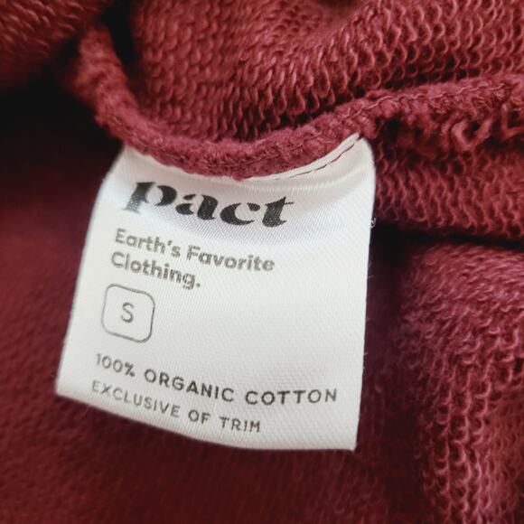 Pact Hoodie Womens Small Red Organic Cotton V Neck Cropped Kangaroo Pocket - Picture 8 of 10
